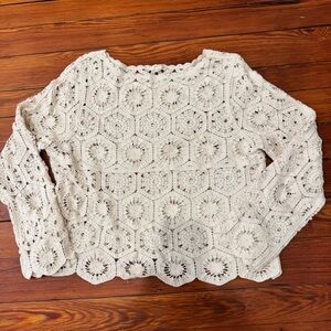 Cream Crochet Sweater. 100% cotton